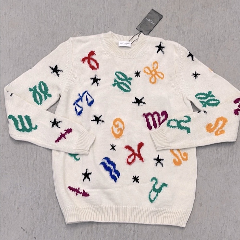 🚫SOLD Saint Laurent Zodiac Alpaca Sweater Cream - Picture 7 of 7